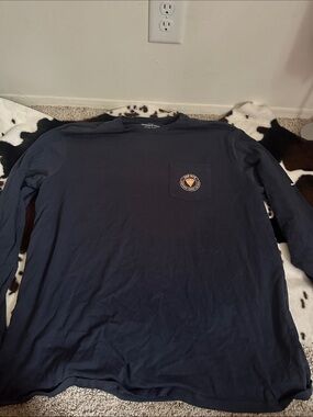 Vineyard Vines Navy Long-Sleeve Pocket Tee with Logo Patch